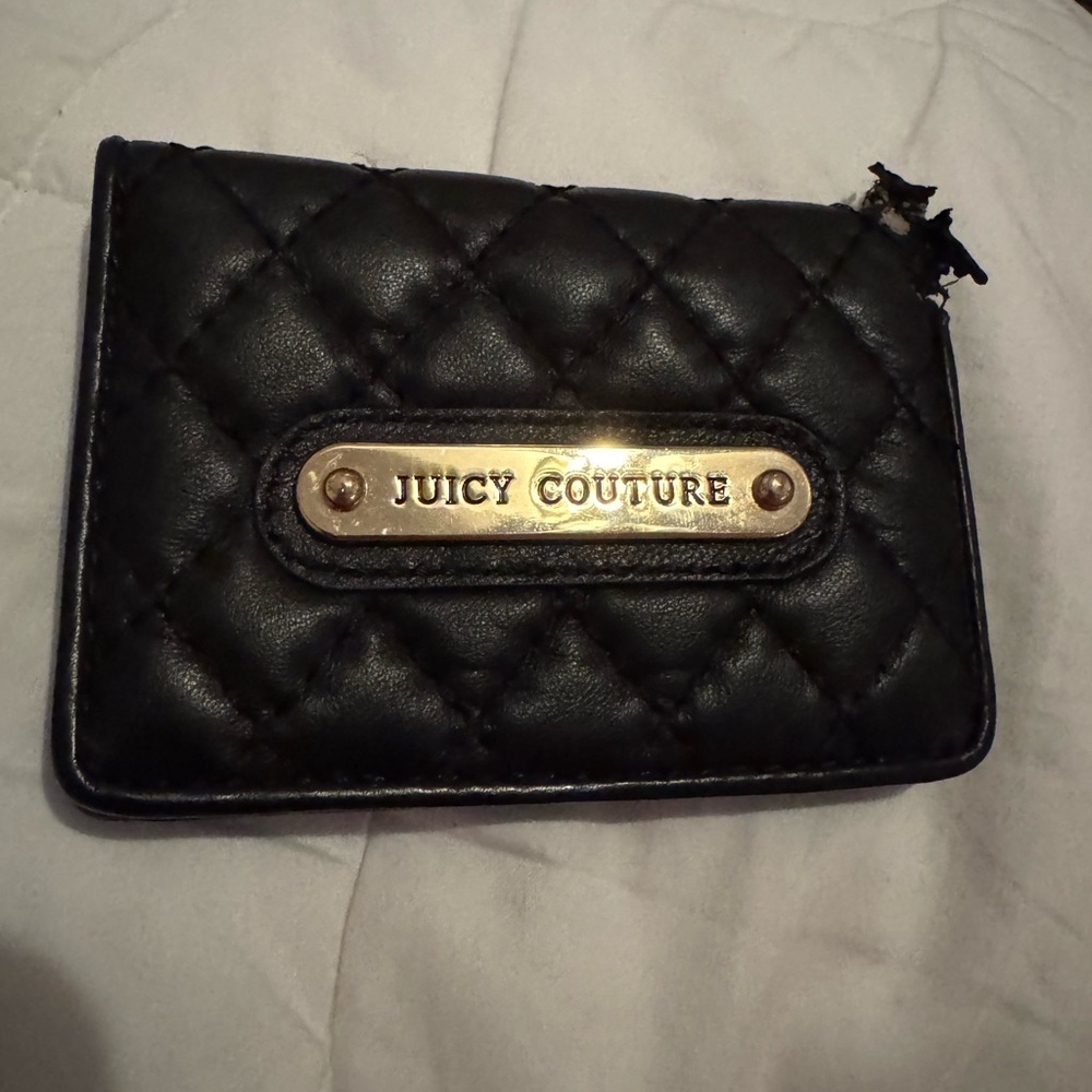 ISO Juicy Couture Black Quilted Card Holder with Gold Nameplate